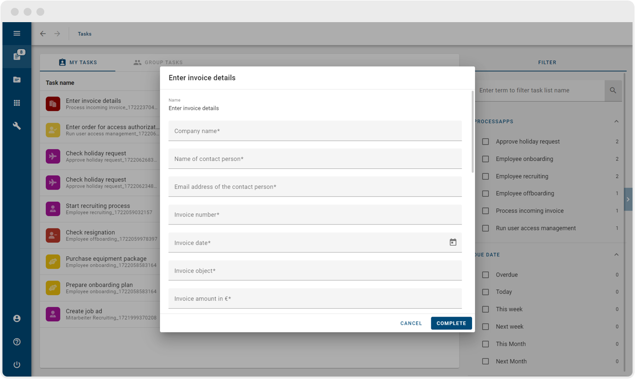 Invoice processing workflow